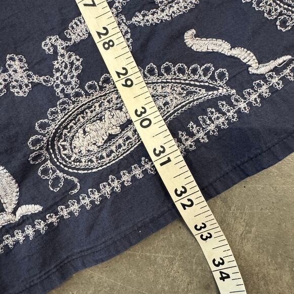 Vintage Y2k Navy Embroidered Paisley Whimsical Boho Tank Top Cotton Dress Medium - Picture 5 of 5